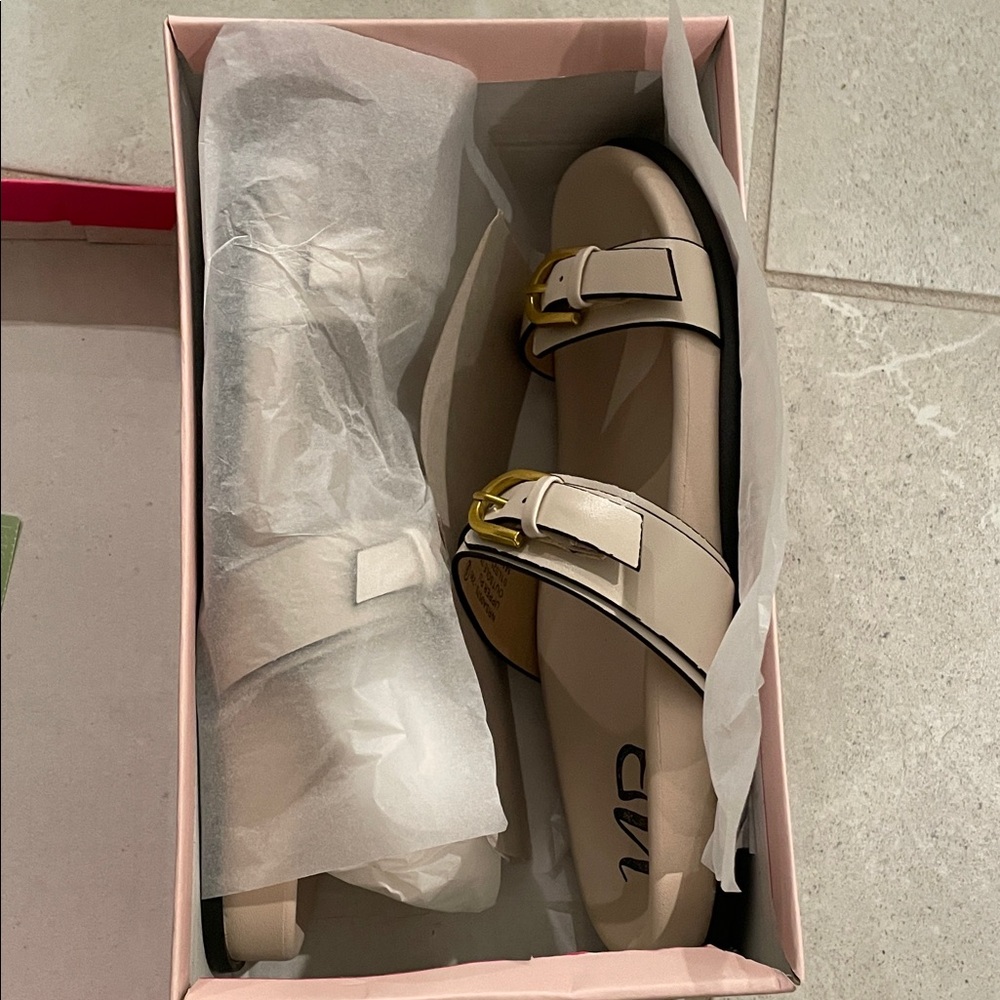 Brand New in Box! NR by Not Rated Beige Double-Buckle Slide Sandals